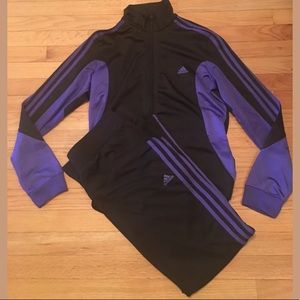 Adidas track suit black and purple